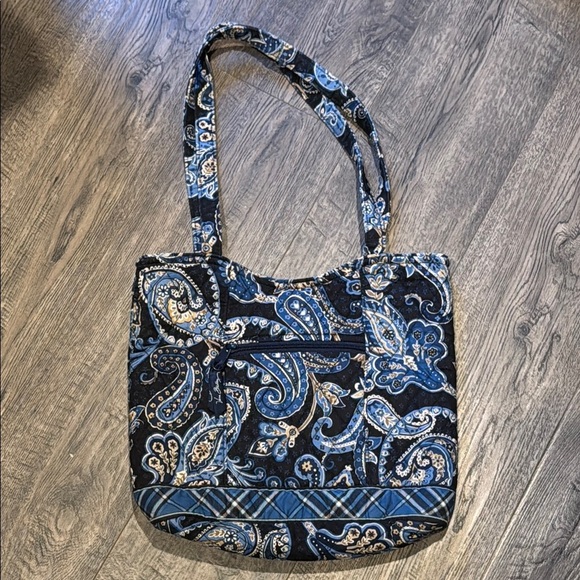 Vera Bradley Handbags - Vera Bradley Windsor Navy Shoulder Bag w/Front Zipper Pocket